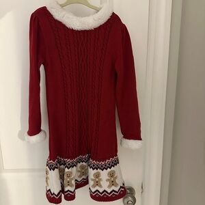 Red Sweater Dress with Gingerbread Design